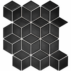 The Mosaic Factory Paris Mozaiek Tegel Cubic - mat Zwart Porselein Geglazuurd 266x305 mm