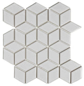 The Mosaic Factory Paris Mozaiek Tegel Cubic - Wit Porselein Geglazuurd 266x305 mm