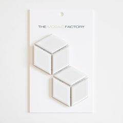 The Mosaic Factory Paris Mozaiek Tegel Cubic - Wit Porselein Geglazuurd 266x305 mm