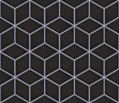 The Mosaic Factory Paris Mozaiek Tegel Cubic - Zwart Porselein Geglazuurd 266x305 mm