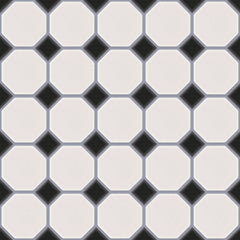 The Mosaic Factory Paris Mozaiek Tegel Octagon - Wit en Zwart Porselein Geglazuurd 295x295 mm