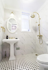 The Mosaic Factory Paris Mozaiek Tegel Octagon - Wit en Zwart Porselein Geglazuurd 295x295 mm