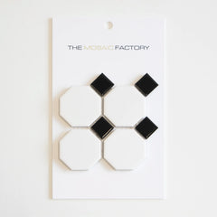 The Mosaic Factory Paris Mozaiek Tegel Octagon - Wit en Zwart Porselein Geglazuurd 295x295 mm