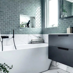 The Mosaic Factory Paris Mozaiek Tegel Rechthoek- Groen Grijs Porselein Geglazuurd 291x296 mm