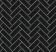 The Mosaic Factory Paris Mozaiek Tegel Visgraat - Extra Zwart Porselein Geglazuurd 247x318 mm