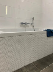 The Mosaic Factory Paris Mozaiek Tegel Visgraat - Wit Porselein Geglazuurd 247x318 mm