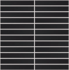 The Mosaic Factory Sevilla Mozaïek Tegel Kitkat Vinger - Mat Zwart Porselein Geglazuurd 296x300 mm