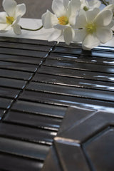 The Mosaic Factory Sevilla Mozaïek Tegel Kitkat Vinger - Zwart Geglazuurd Porselein 296x299 mm