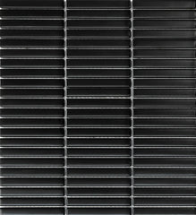 The Mosaic Factory Sevilla Mozaïek Tegel Mini Kitkat Vinger - Mat Zwart Porselein Geglazuurd 282x308 mm