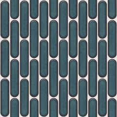 The Mosaic Factory Sevilla Mozaïek Tegel Ovaal Vinger - Azuur Blauw Gespikkeld Porselein Geglazuurd 300x300 mm