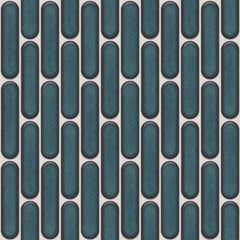 The Mosaic Factory Sevilla Mozaïek Tegel Ovaal Vinger - Azuur Blauw Gespikkeld Porselein Geglazuurd 300x300 mm