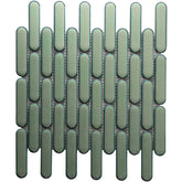 The Mosaic Factory Sevilla Mozaïek Tegel Ovaal Vinger - Licht Groen Gespikkeld Porselein Geglazuurd 300x300 mm