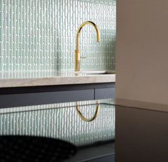 The Mosaic Factory Sevilla Mozaïek Tegel Ovaal Vinger - Licht Groen Gespikkeld Porselein Geglazuurd 300x300 mm