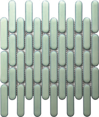 The Mosaic Factory Sevilla Mozaïek Tegel Ovaal Vinger - Licht Groen Gespikkeld Porselein Geglazuurd 300x300 mm