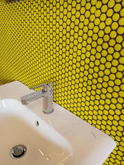 The Mosaic Factory Venice Pennyround Mozaiek Tegel Rond - Geel Porselein Geglazuurd 315x294 mm