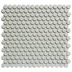 The Mosaic Factory Venice Pennyround Mozaiek Tegel Rond - Licht grijs met rand Porselein Geglazuurd 315x294 mm