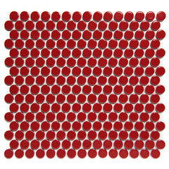 The Mosaic Factory Venice Pennyround Mozaiek Tegel Rond - Rood Porselein Geglazuurd 315x294 mm