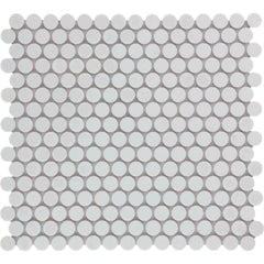 The Mosaic Factory Venice Pennyround Mozaiek Tegel Rond - Wit Porselein Geglazuurd 315x294 mm