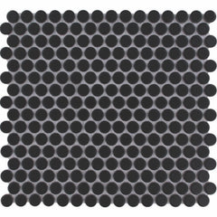 The Mosaic Factory Venice Pennyround Mozaiek Tegel Rond - Zwart Porselein Geglazuurd 315x294 mm