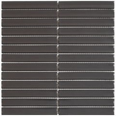 The Mosaic Factory Sevilla Mozaïek Tegel Kitkat Vinger - Glossy Zwart Geglazuurd Porselein 296x299 mm