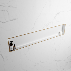 MONDIAZ EASY Nis 149,5x29,5cm in solid surface kleur Oro | Talc. 1 vak geschikt voor in- of opbouw