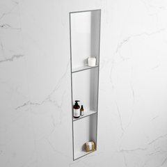MONDIAZ EASY Nis 149,5x29,5cm in solid surface kleur Plata | Talc. 3 vakken geschikt voor in- of opbouw