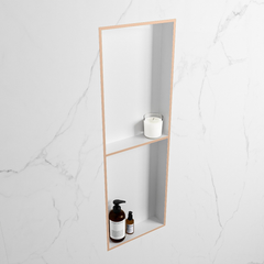 MONDIAZ EASY Nis 149,5x29,5cm in solid surface kleur Rosee | Talc. 2 vakken geschikt voor in- of opbouw