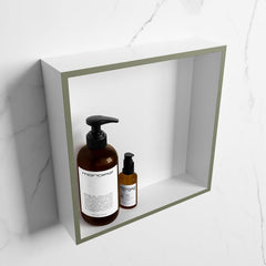 MONDIAZ EASY Nis 29,5x29,5cm in solid surface kleur Army | Talc. 1 vak geschikt voor in- of opbouw