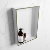 MONDIAZ EASY Niche 44.5x29.5cm in solid surface colour Army | Talc. 1 compartment suitable for recessed or surface mounting