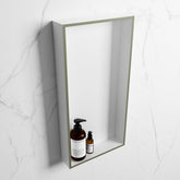 MONDIAZ EASY Niche 59.5x29.5cm in solid surface color Army | Talc. 1 compartment suitable for recessed or surface mounting