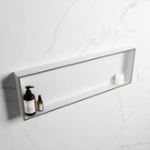 MONDIAZ EASY Niche 89.5x29.5cm in solid surface color Army | Talc. 1 compartment suitable for recessed or surface mounting