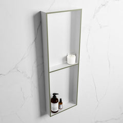 MONDIAZ EASY Nis 149,5x29,5cm in solid surface kleur Army | Talc. 2 vakken geschikt voor in- of opbouw