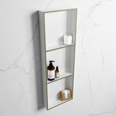 MONDIAZ EASY Niche 89.5x29.5cm in solid surface colour Army | Talc. 3 compartments suitable for recessing or surface mounting