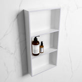 MONDIAZ EASY Niche 59.5x29.5cm in solid surface colour Cale | Talc. 3 compartments suitable for recessing or surface mounting