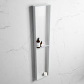 MONDIAZ EASY Niche 89.5x29.5cm in solid surface color Clay | Talc. 2 compartments suitable for recessed or surface mounting