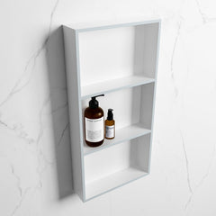 MONDIAZ EASY Nis 59,5x29,5cm in solid surface kleur Clay | Talc. 3 vakken geschikt voor in- of opbouw