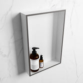 MONDIAZ EASY Niche 44.5x29.5cm in solid surface colour DarkGrey | Talc. 1 compartment suitable for recessed or surface mounting
