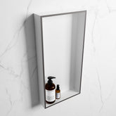 MONDIAZ EASY Niche 59.5x29.5cm in solid surface colour DarkGrey | Talc. 1 compartment suitable for recessed or surface mounting