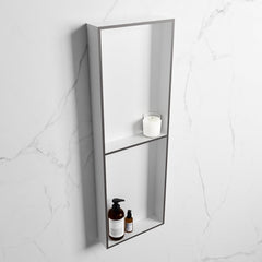 MONDIAZ EASY Nis 149,5x29,5cm in solid surface kleur DarkGrey | Talc. 2 vakken geschikt voor in- of opbouw