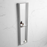 MONDIAZ EASY Niche 89.5x29.5cm in solid surface DarkGrey | Talc. 2 compartments suitable for recessing or surface mounting