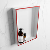MONDIAZ EASY Niche 44.5x29.5cm in solid surface colour Fire | Talc. 1 compartment suitable for recessed or surface mounting