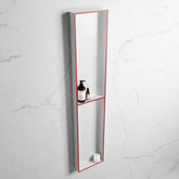 MONDIAZ EASY Niche 89.5x29.5cm in solid surface colour Fire | Talc. 2 compartments suitable for flush or surface mounting