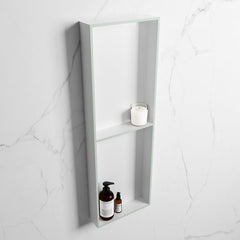 MONDIAZ EASY Nis 149,5x29,5cm in solid surface kleur Greey | Talc. 2 vakken geschikt voor in- of opbouw