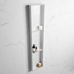 MONDIAZ EASY Nis 149,5x29,5cm in solid surface kleur Greey | Talc. 3 vakken geschikt voor in- of opbouw