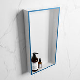 MONDIAZ EASY Niche 59.5x29.5cm in solid surface color Jeans | Talc. 1 compartment suitable for recessed or surface mounting