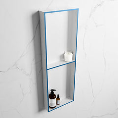 MONDIAZ EASY Nis 149,5x29,5cm in solid surface kleur Jeans | Talc. 2 vakken geschikt voor in- of opbouw