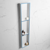 MONDIAZ EASY Nis 149,5x29,5cm in solid surface kleur Jeans | Talc. 3 vakken geschikt voor in- of opbouw