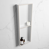 MONDIAZ EASY Nis 149,5x29,5cm in solid surface kleur Linen | Talc. 2 vakken geschikt voor in- of opbouw