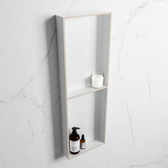 MONDIAZ EASY Nis 149,5x29,5cm in solid surface kleur Linen | Talc. 2 vakken geschikt voor in- of opbouw