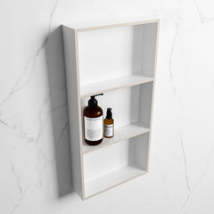 MONDIAZ EASY Nis 59,5x29,5cm in solid surface kleur Linen | Talc. 3 vakken geschikt voor in- of opbouw